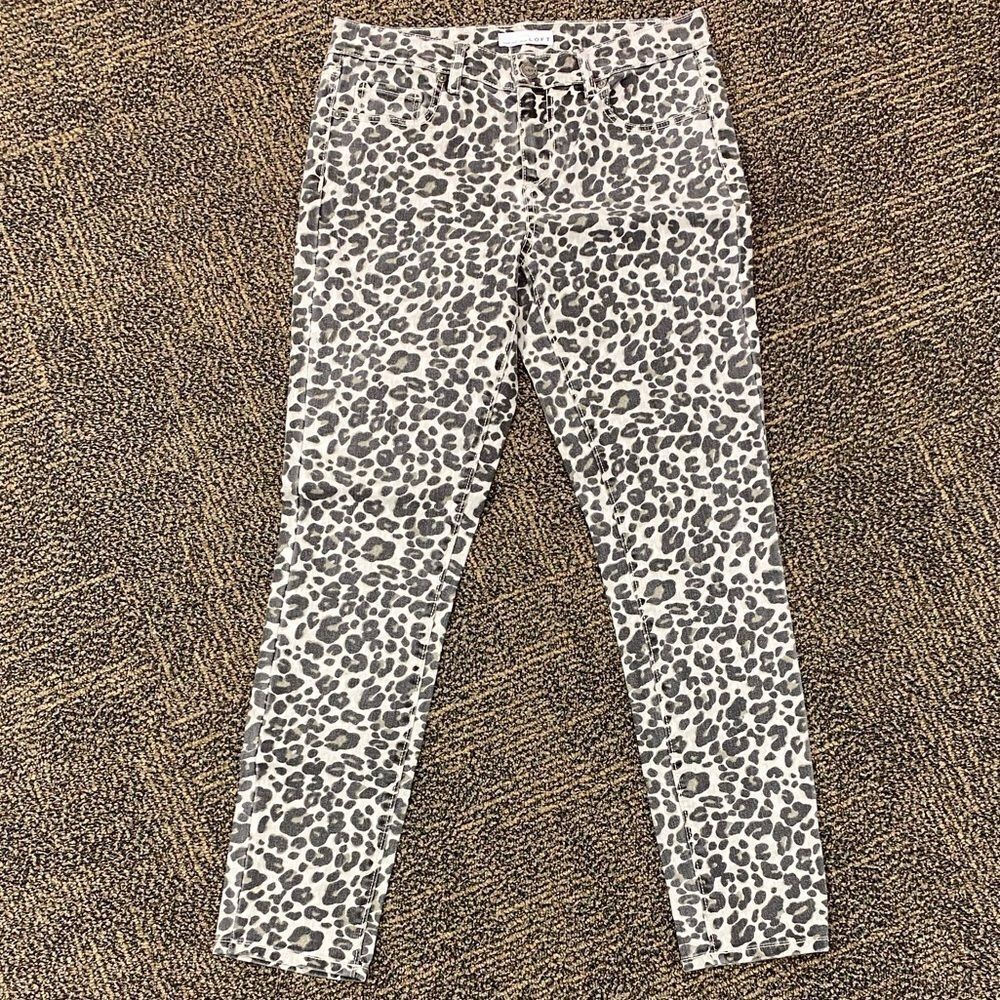 ANN Taylor Loft Modern Skinny Black‎ and Tan leopard print jeans - Picture 2 of 8